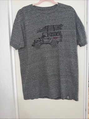 Reef Gray Heather Short-Sleeve Tee with Surf Jeep Graphic | L